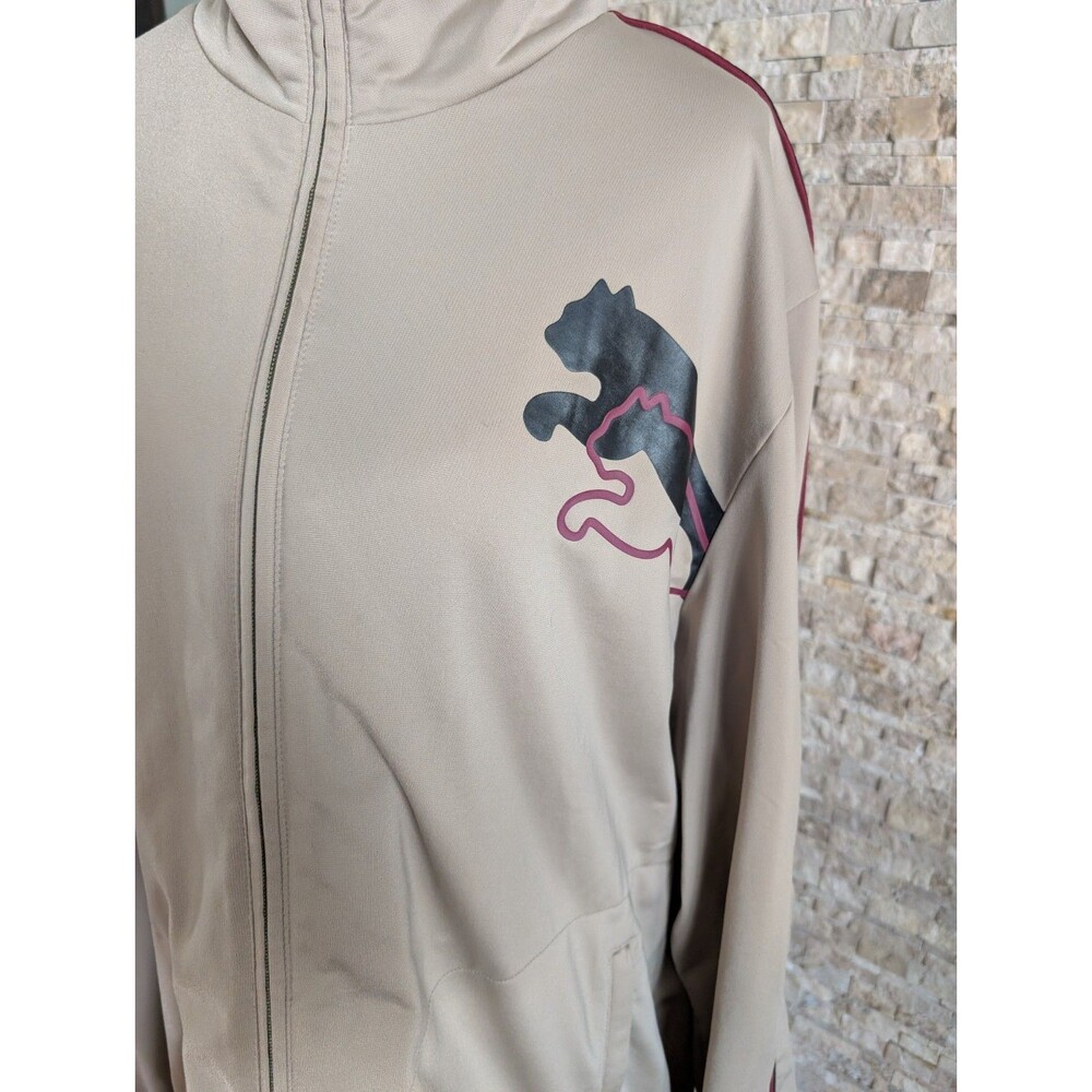 Puma Men's Track Jacket Beige Tan Burgundy Acubi Techgear Athleisure Full Zip XL